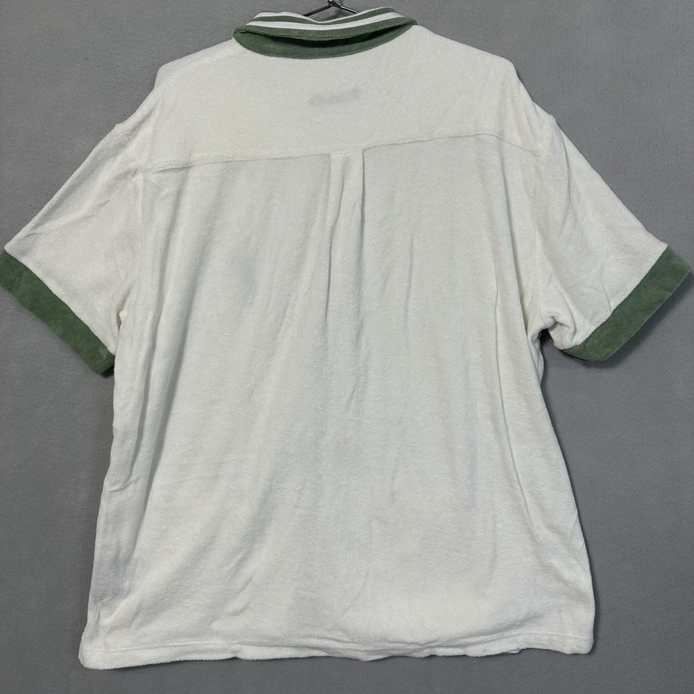 Tombolo XL Terry Cloth Shirt Full Zip White Green Organic Cotton Tennis Cabana - Picture 9 of 10